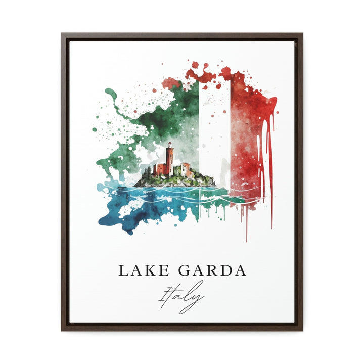 Lake Garda traditional travel art - Italy, Lake Garda poster, Wedding gift, Birthday present, Custom Text, Personalised Gift