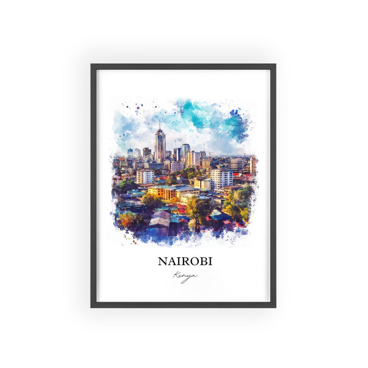 Nairobi Wall Art, Nairobi Print, Kenya Watercolor Art, Nairobi Kenya Gift, Travel Print, Travel Poster, Housewarming Gift