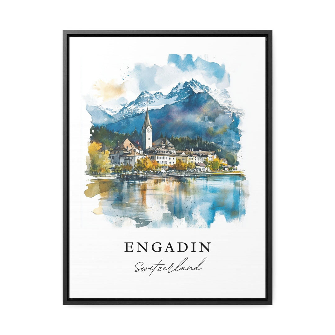 Engadin Switzerland Wall Art, Engadin Print, Engadin Watercolor, Engadin Region Gift,