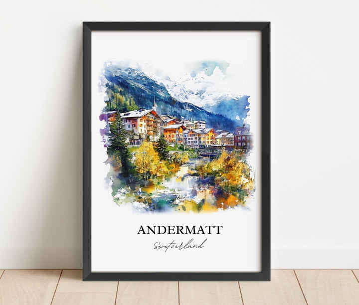 Andermatt Travel Print Wall Art Andermatt Wall Hanging Home Décor Andermatt Gift Art Lovers Switzerland Art Lover Gift Andermatt Poster