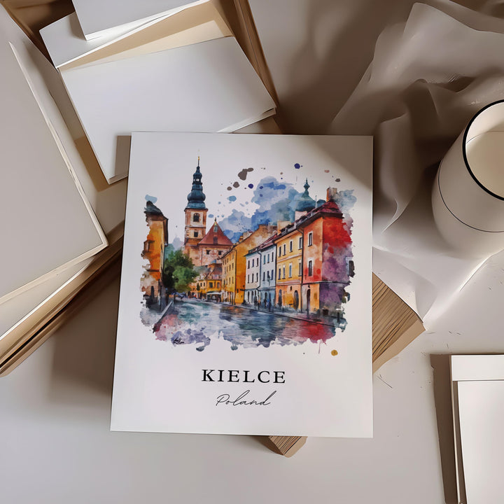 Kielce Poland Wall Art, Kielce Print, Silnica River Watercolor aRT, Swietokrzyskie Gift,