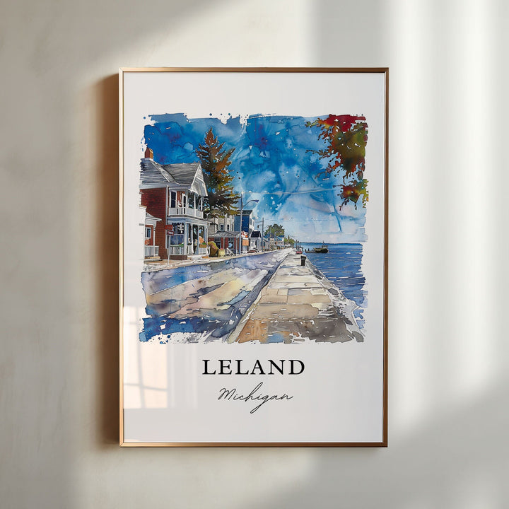 Leland Michigan Wall Art, Leland MI Print, Leland Watercolor, Leelanau County Michigan Gift,
