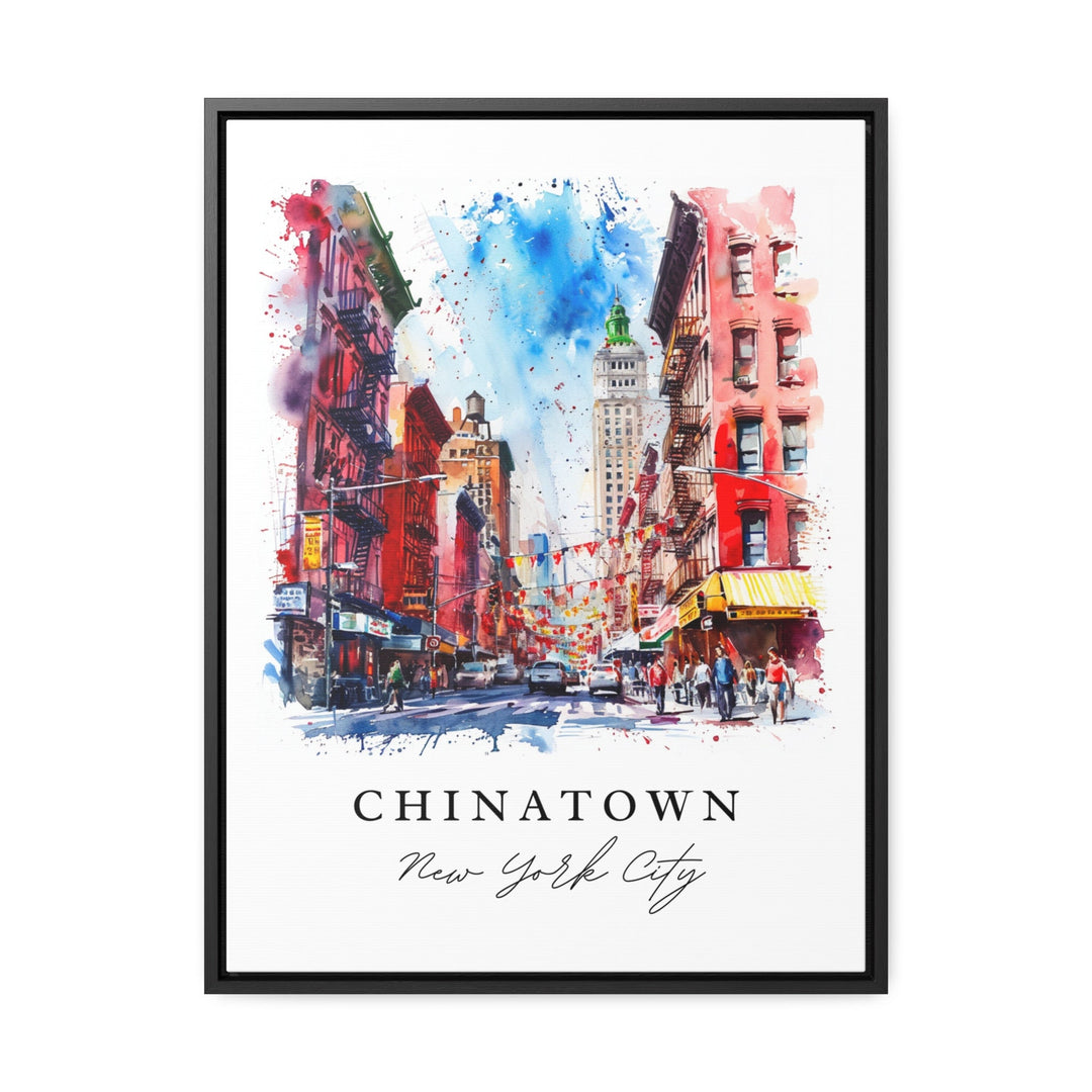 Chinatown NYC watercolor travel art - downtown Manhattan, Chinatown print, Wedding gift, Birthday present, Custom Text, Perfect Gift