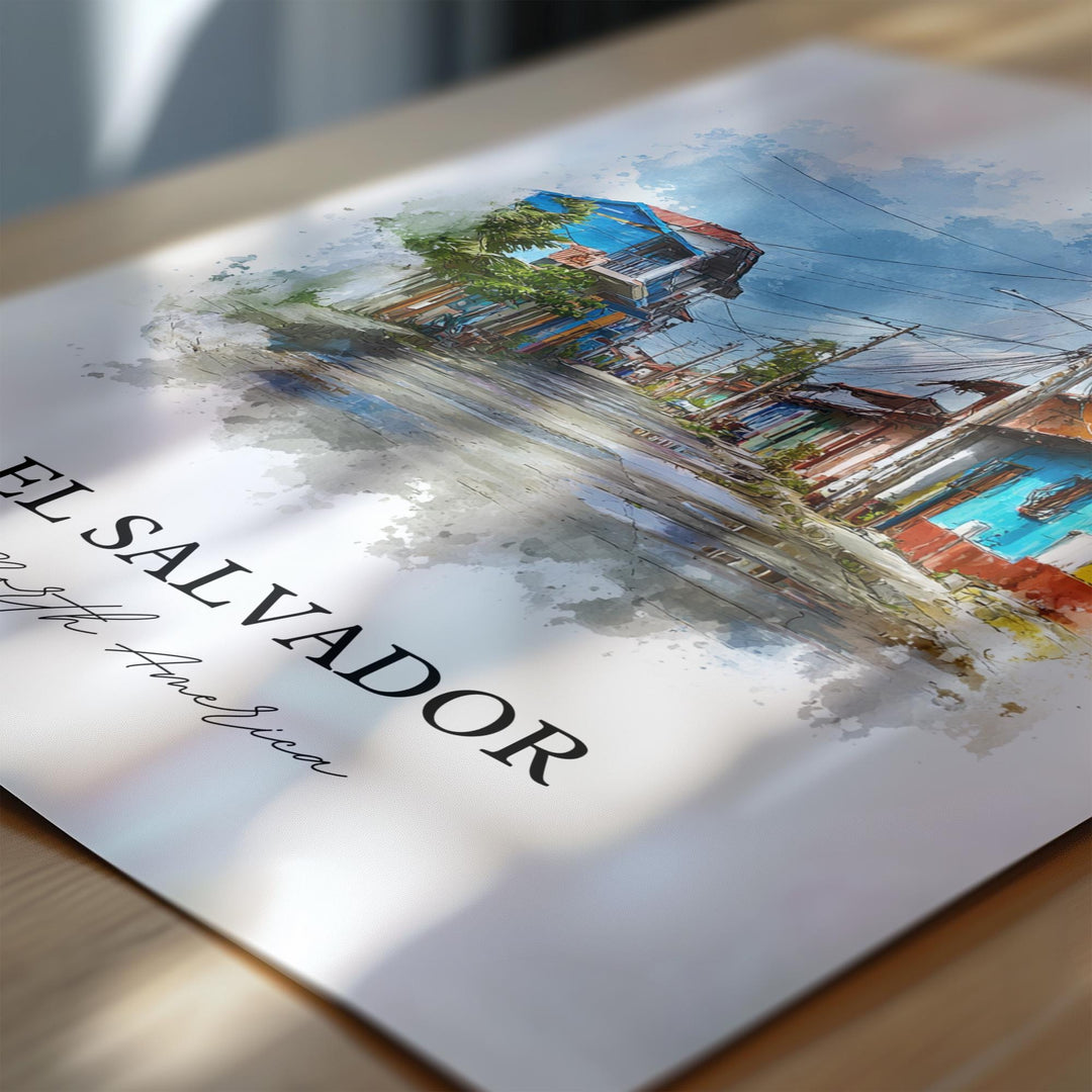 El Salvador, Central America – Watercolor Art Print