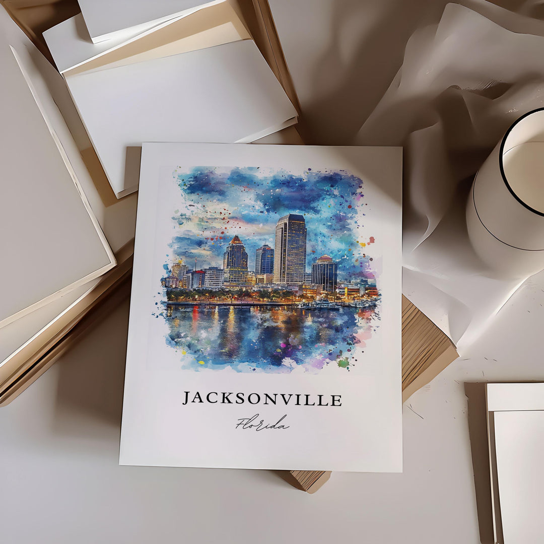 Jacksonville FL Art, Jacksonville Print, Jacksonville FL Watercolor, Jacksonville FL Gift,
