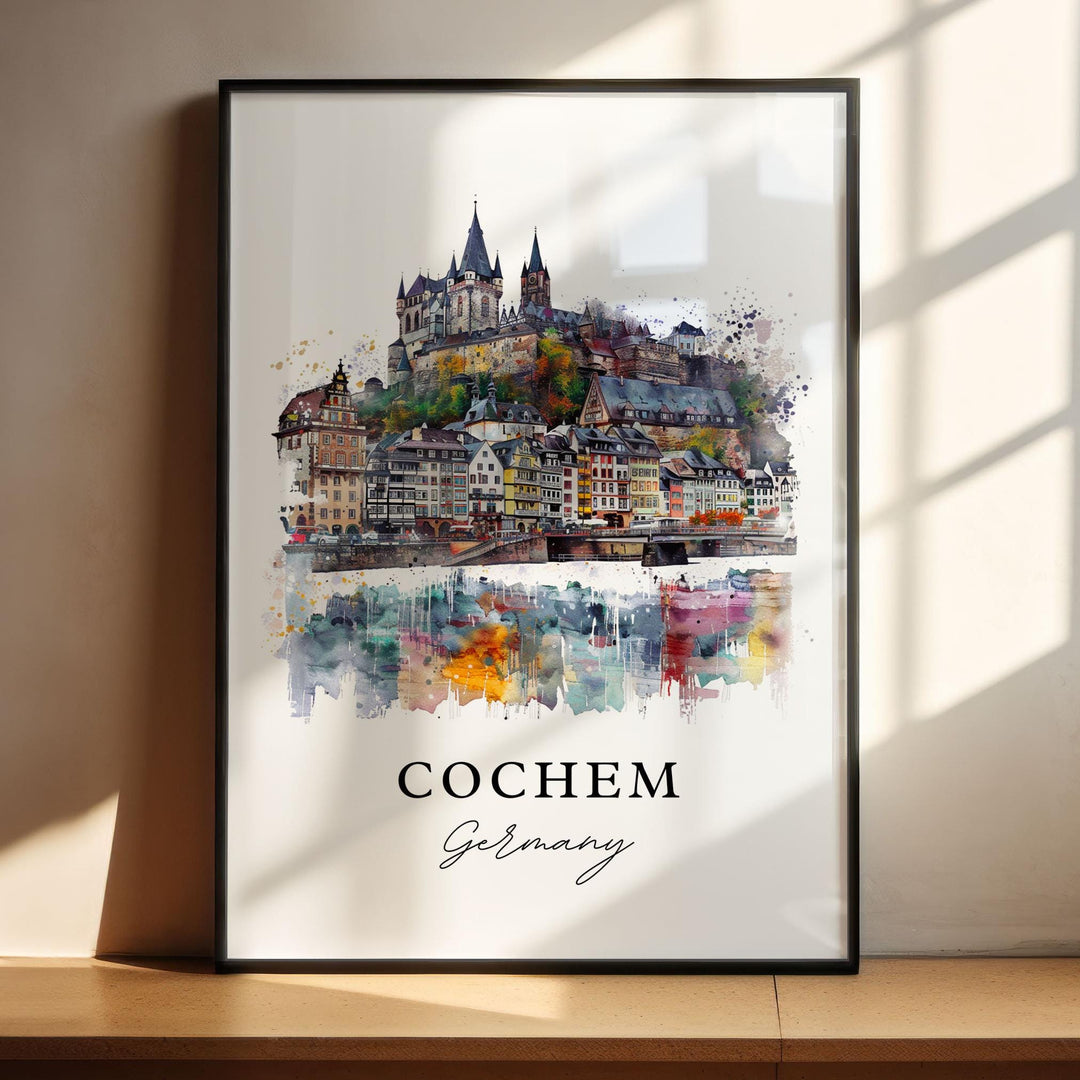Cochem Germany Art, Cochem Print, Cochem Watercolor Art, Cochem Germany Gift, Travel Poster, Housewarming Gift