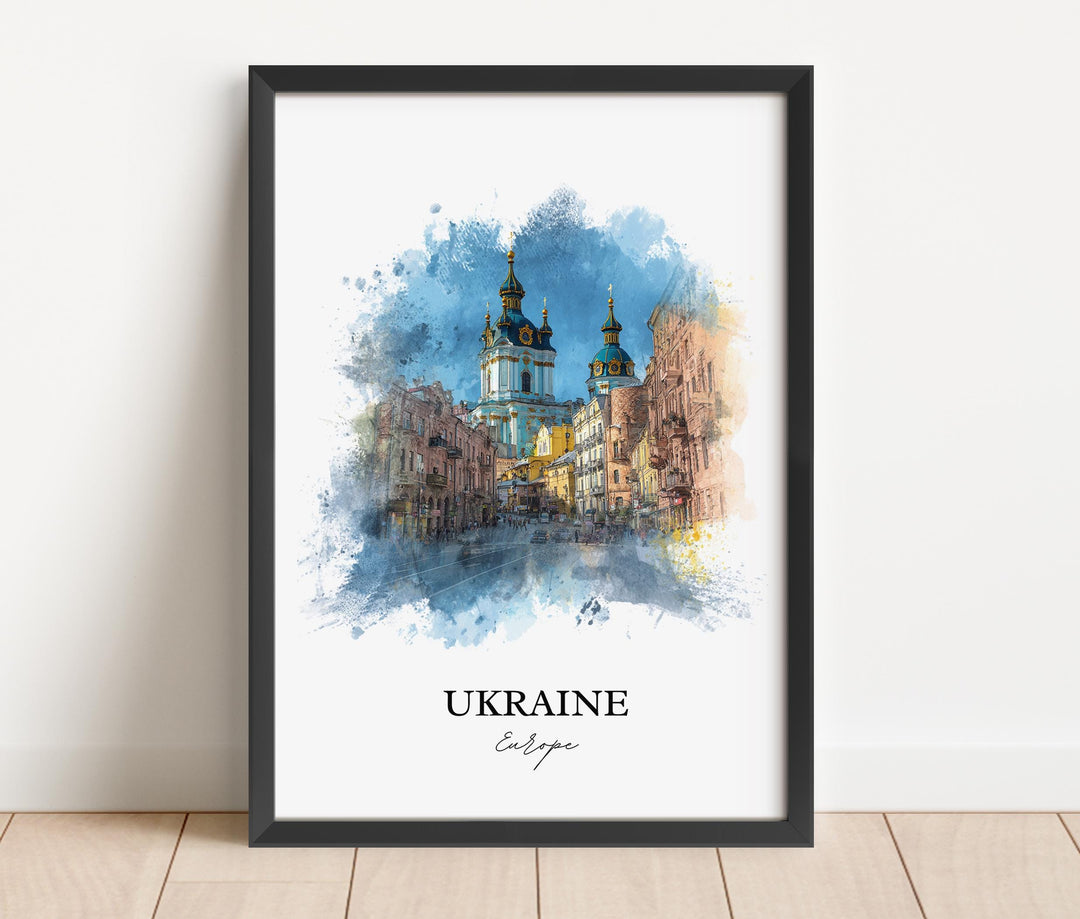 Ukraine Wall Art, Ukraine Print, Kyiv Watercolor Art, Ukraine Country Gift, Travel Print, Travel Poster, Housewarming Gift