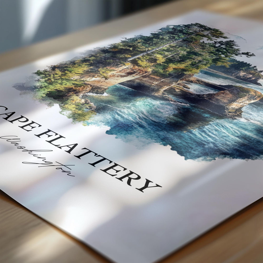 Cape Flattery Art, Clallam County Print, Washington State Watercolor, Cape Flattery WA Gift, Travel Print, Travel Poster, Housewarming Gift