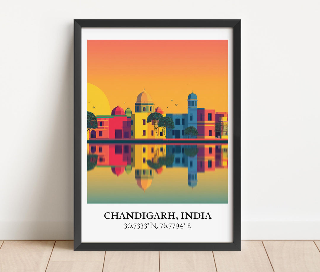 Chandigarh Art, Chandigarh Retro Travel Art, Chandigarh Home Decor, Chandigarh Gift, India Travel Art, Travel Prints, Housewarming Gift