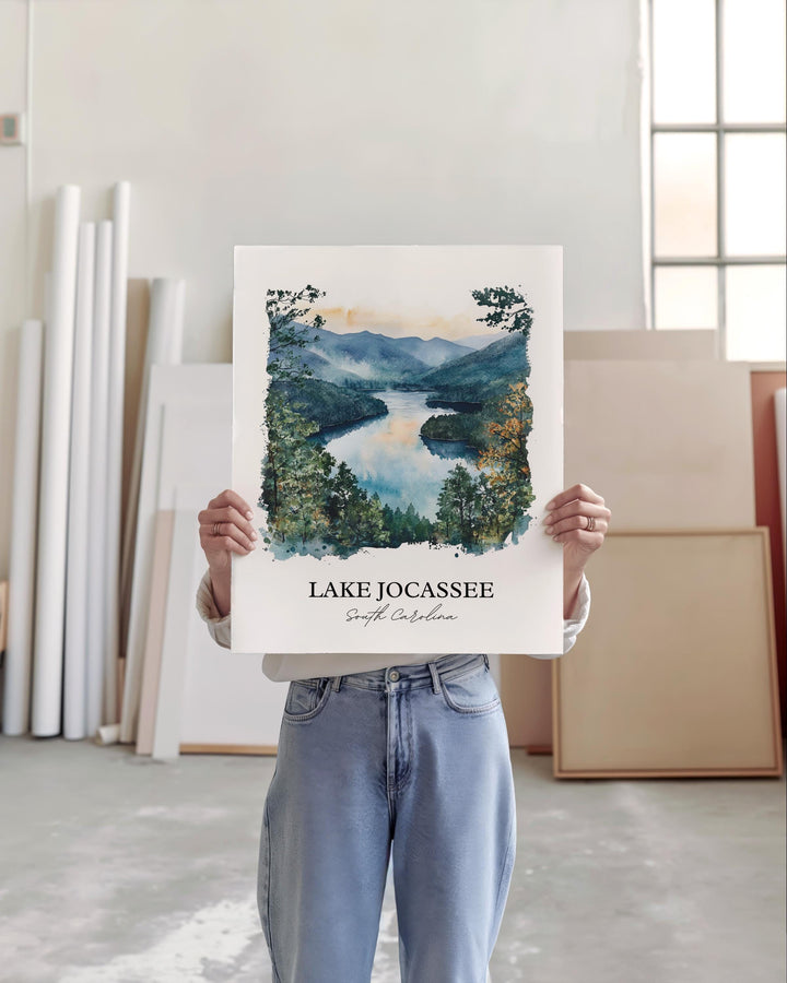 Lake Jocassee Wall Art, Pickens SC Print, South Carolina Watercolor, Lake Jocassee SC Gift, Travel Print, Travel Poster, Housewarming Gift
