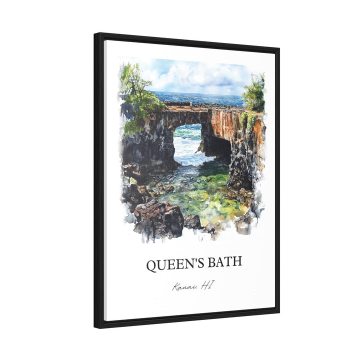 Queens Bath Wall Art, Kauai Print, Princeville HI Watercolor Art, Queens Bath Gift, Travel Print, Travel Poster, Housewarming Gift