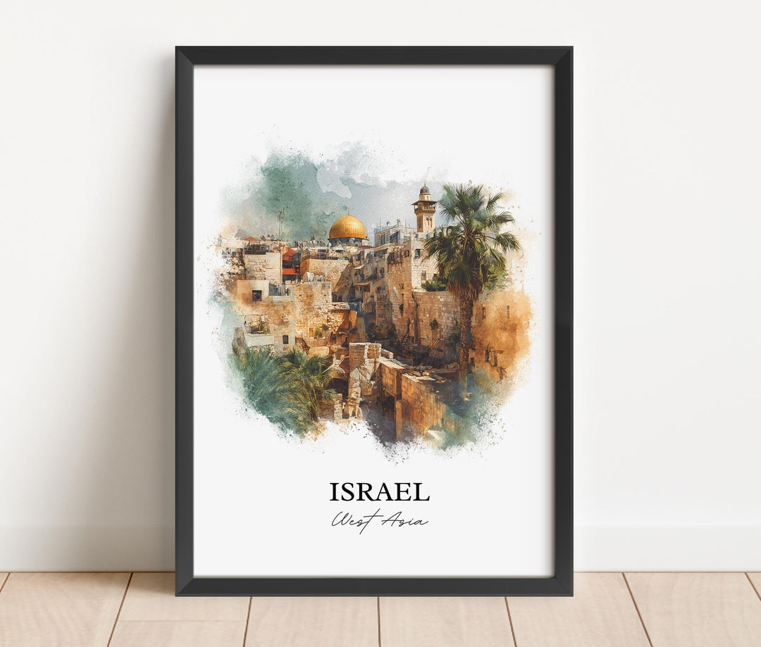 Israel Wall Art, Israel Print, Israel Watercolor Art, Israel Country Gift, Travel Print, Travel Poster, Housewarming Gift