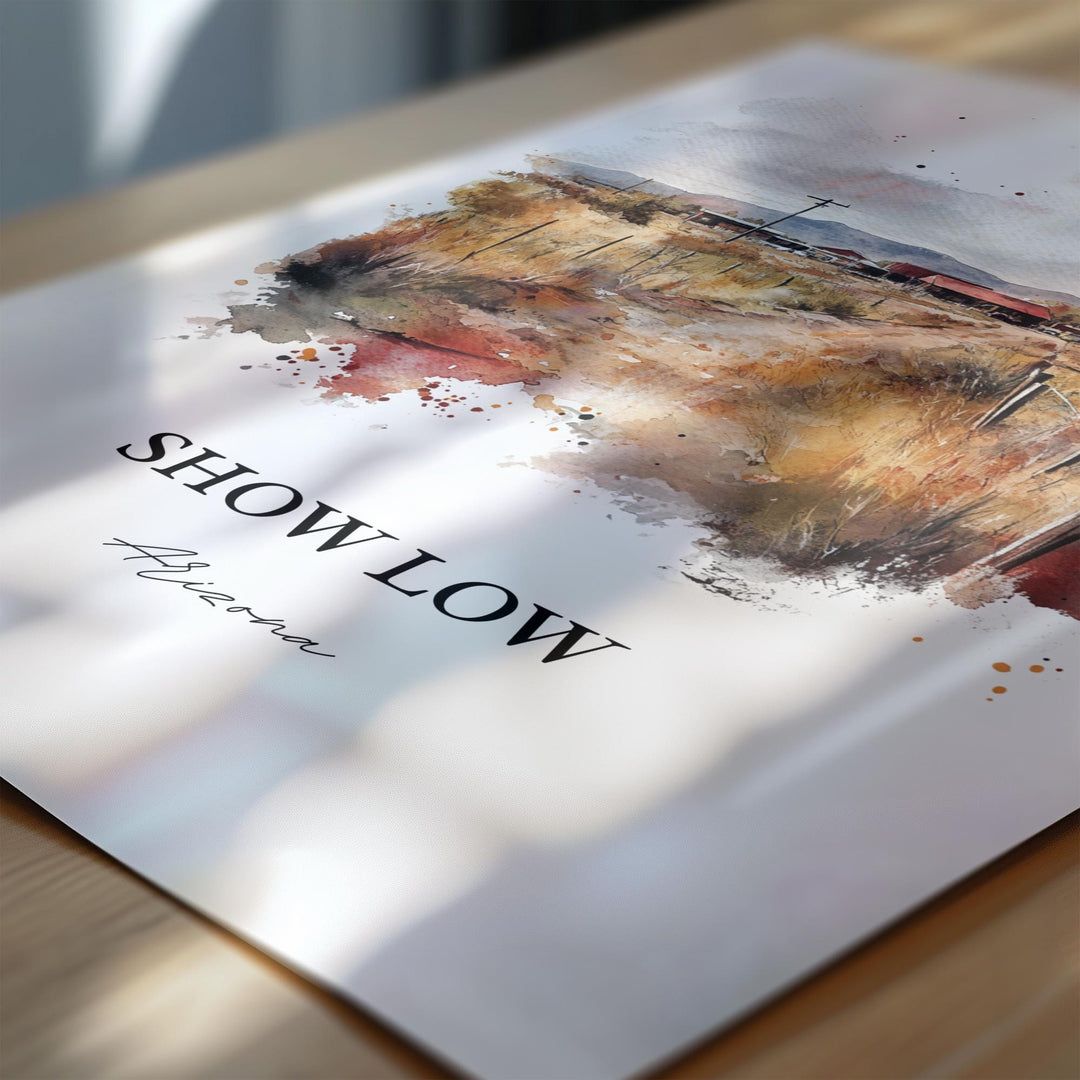 Show Low AZ Wall Art, Navajo County Print, Arizona Watercolor Art, Show Low Arizona Gift, Travel Print, Travel Poster, Housewarming Gift