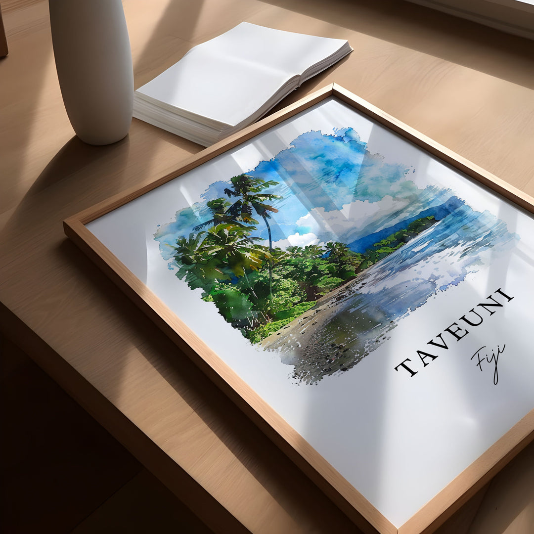 Taveuni Fiji Wall Art, Taveuni Island Print, Taveuni Watercolor Art, Taveuni Fiji Gift,