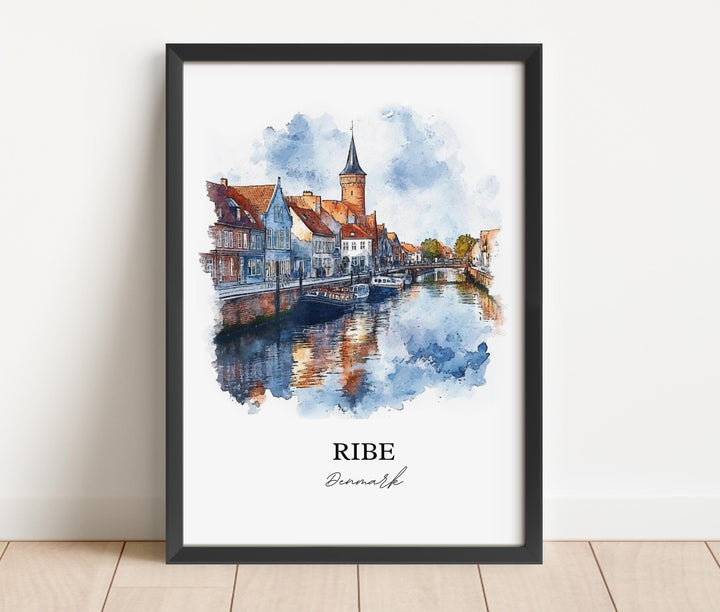 Ribe Denmark Wall Art, Jutland Print, Denmark Watercolor Art, Ribe Denmark Gift, Travel Print, Travel Poster, Housewarming Gift