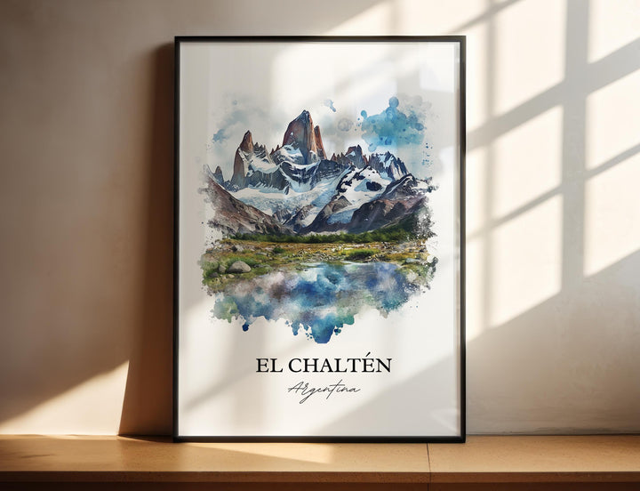 El Chaltén Wall Art, Los Glaciares Park Print, Argentina Watercolor Art, El Chaltén Gift, Travel Print, Travel Poster, Housewarming Gift