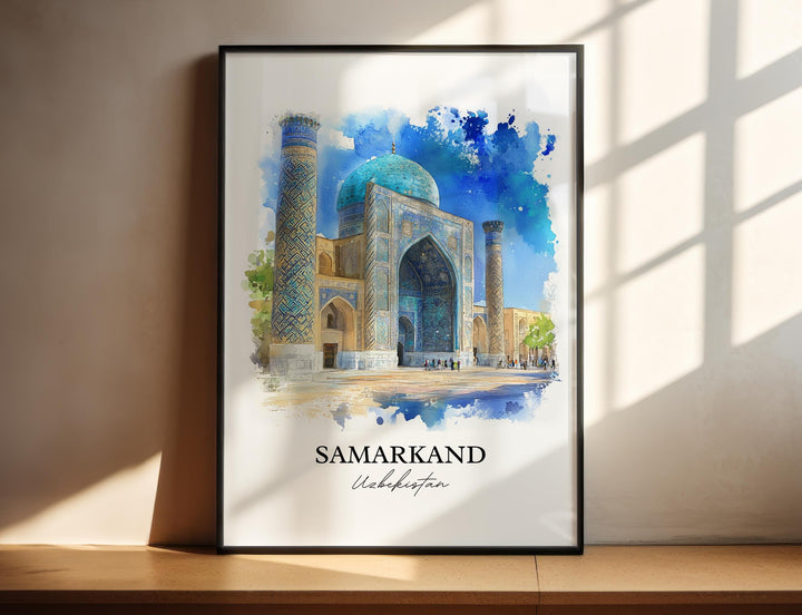 Samarkand Wall Art, Uzbekistan Print, Uzbekistan Watercolor Art, Samarkand Gift, Travel Print, Travel Poster, Housewarming Gift
