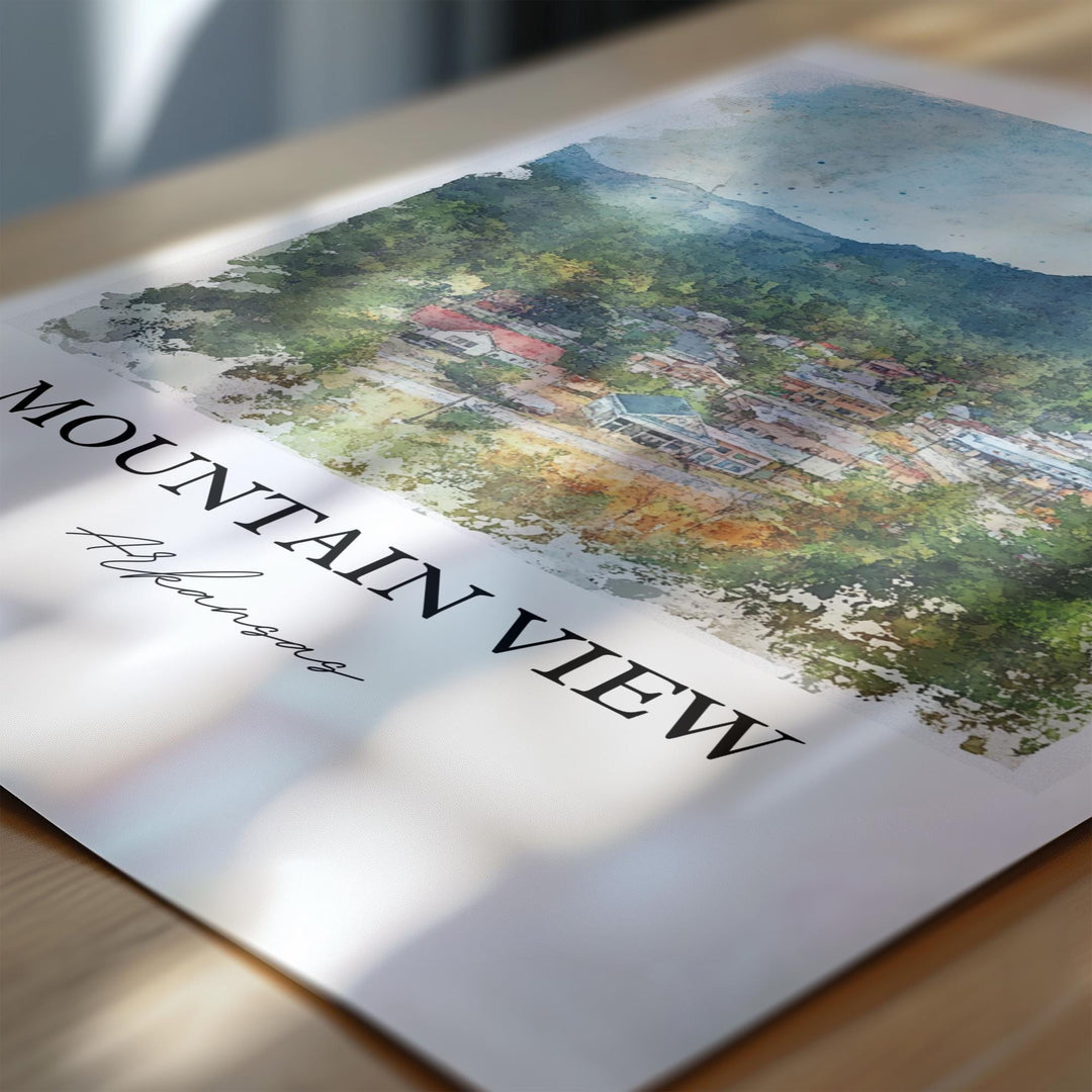 Mountain View AR Wall Art, Arkansas Print, Arkansas Watercolor Art, Mountain View Gift, Travel Print, Travel Poster, Housewarming Gift