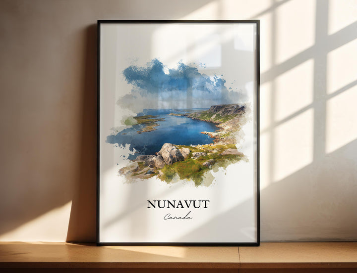 Nunavut Wall Art, Nunavut Canada Print, Canada Watercolor Art, Northern Canada Gift, Nunavut Travel Print, Travel Poster, Housewarming Gift