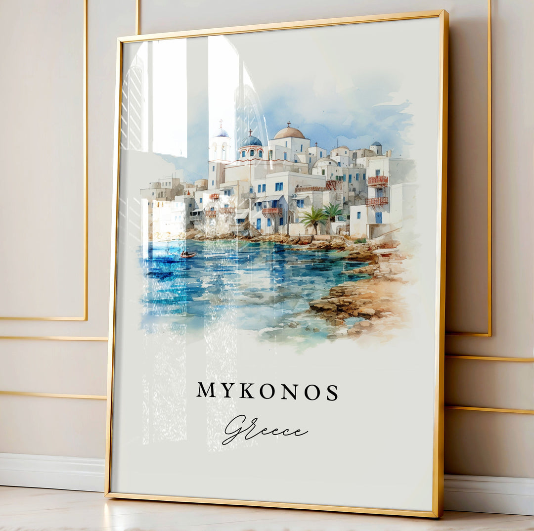 Mykonos Greece wall art - Greece, Mykonos poster, Mykonos Wedding gift, Birthday present, Custom Text, Personalised Gift