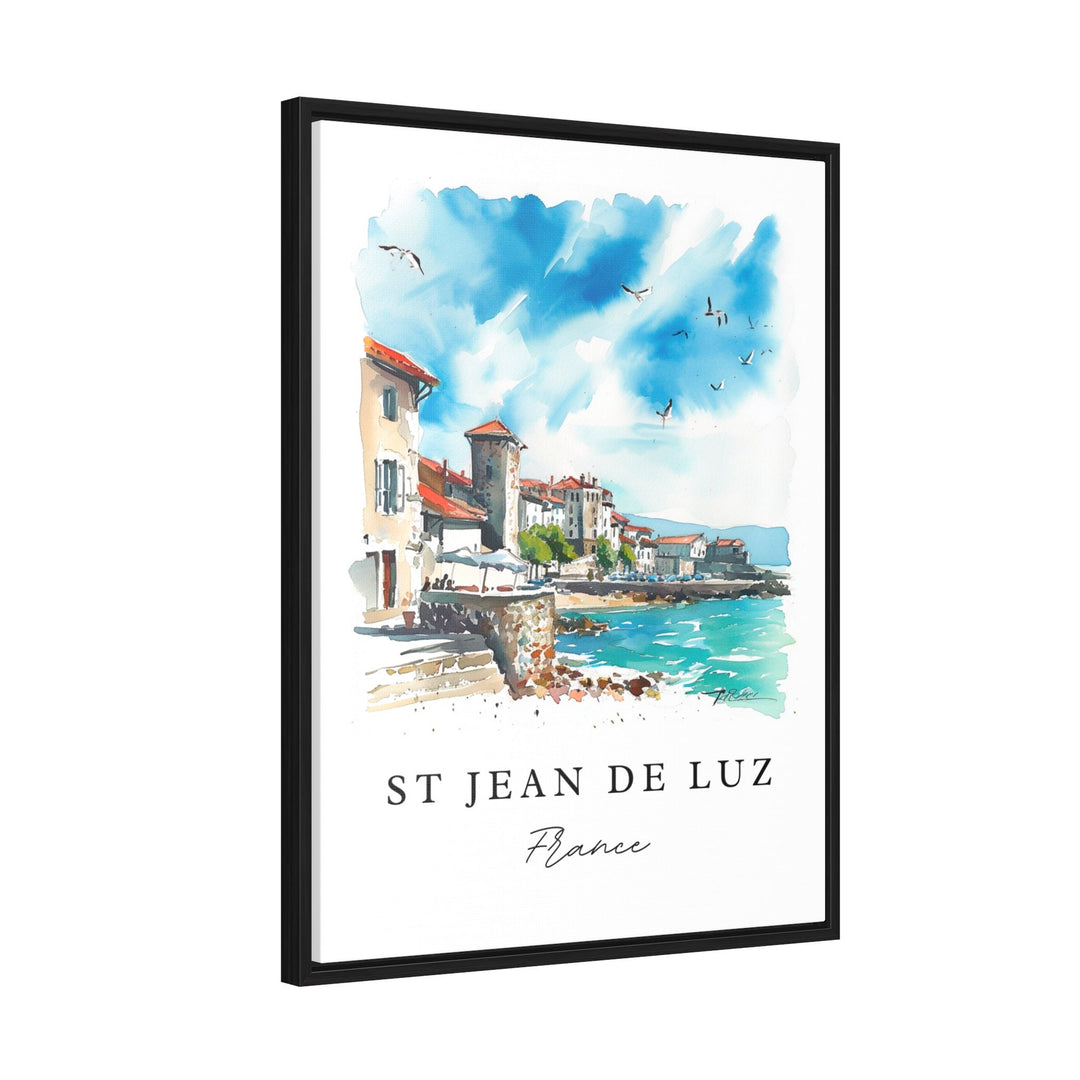 St Jean de Luz traditional travel art - France, St Jean de Luz print, Wedding gift, Birthday present, Custom Text, Perfect Gift