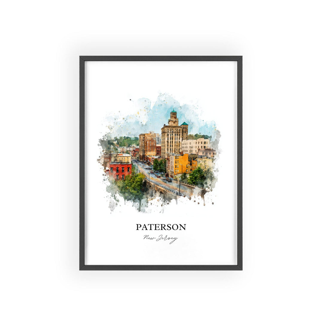 Paterson NJ Wall Art, Paterson Print, New Jersey Watercolor Art, North Jersey Gift, Travel Print, Travel Poster, Housewarming Gift