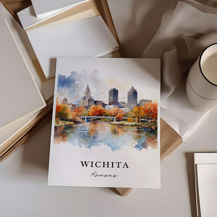 Wichita Kansas wall art - Kansas, Wichita poster, Wichita Wedding gift, Wichita Cityscape Birthday present, Custom Text, Personalized Gift