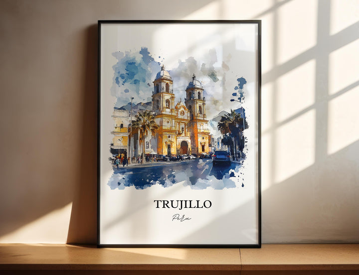 Trujillo Peru Wall Art, La Libertad Print, Peru Watercolor Art, Trujillo Peru Gift, Travel Print, Travel Poster, Housewarming Gift