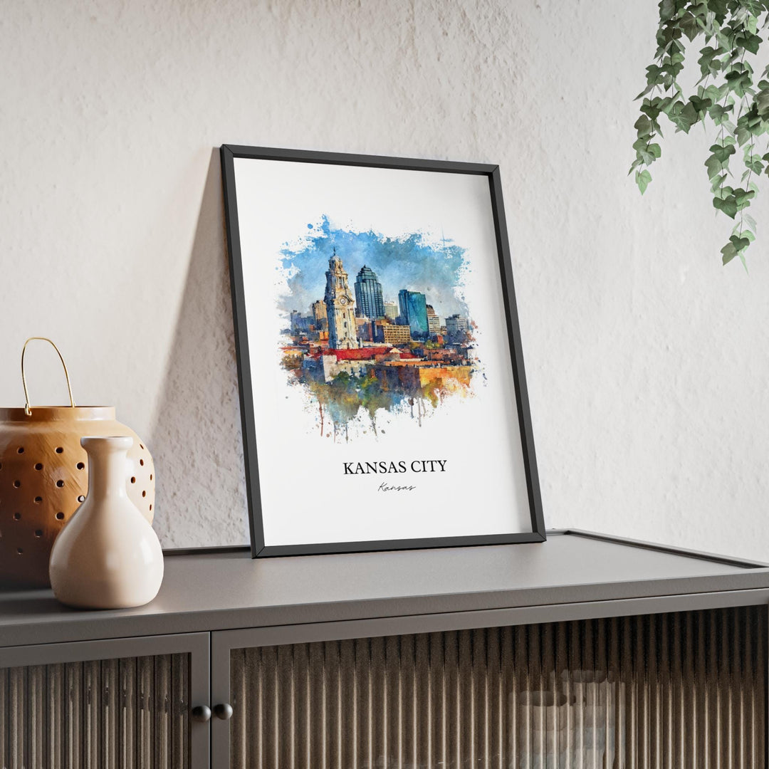 Kansas City Wall Art, Missouri Print, KC Watercolor Art, Kansas City Skyline Gift, Travel Print, Travel Poster, Housewarming Gift