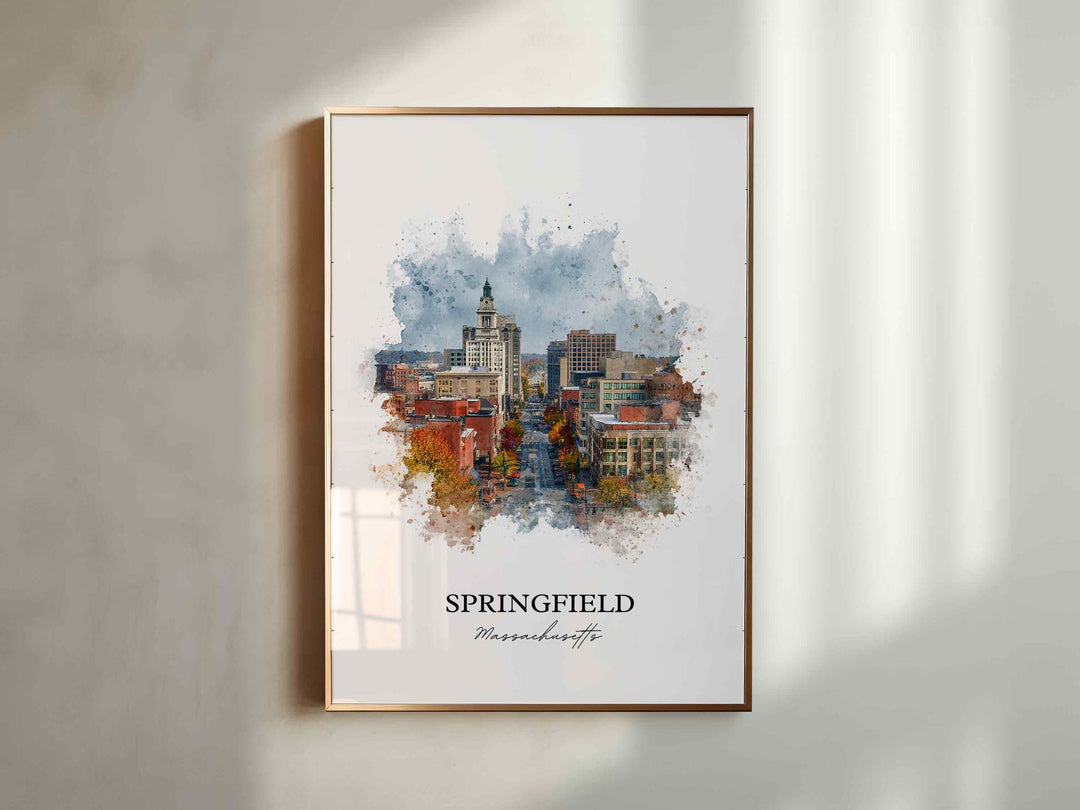 Springfield, Massachusetts, USA – Watercolor Art Print