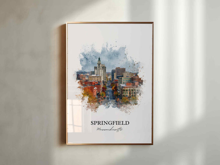Springfield, Massachusetts, USA – Watercolor Art Print