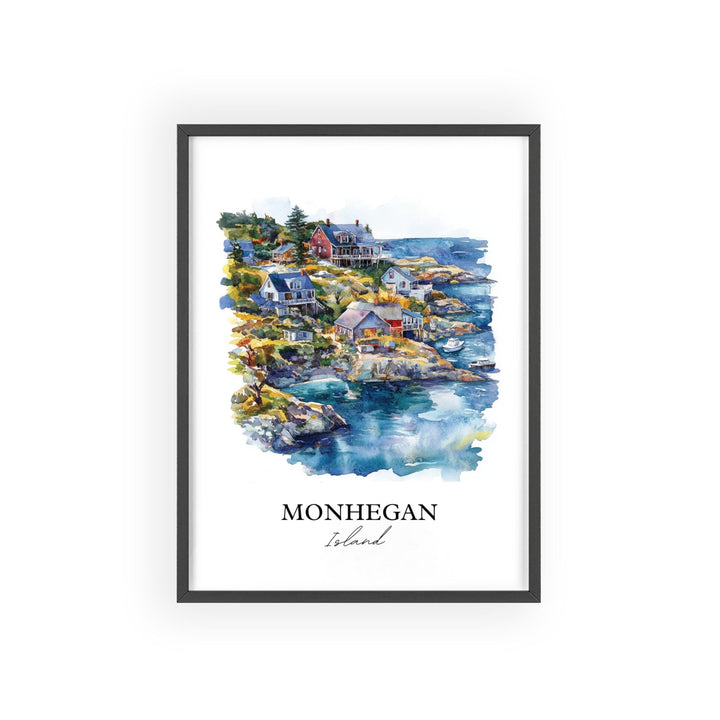 Monhegan Island Wall Art, Gulf of Maine Print, Maine Watercolor Art, Monhegan Island Gift, Travel Print, Travel Poster, Housewarming Gift