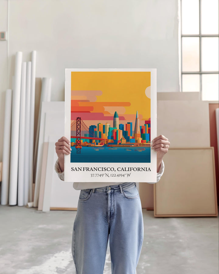 San Francisco Art, San Fran Retro Travel Art, San Fran Decor, San Francisco Gift, California Travel Art, Travel Prints, Housewarming Gift