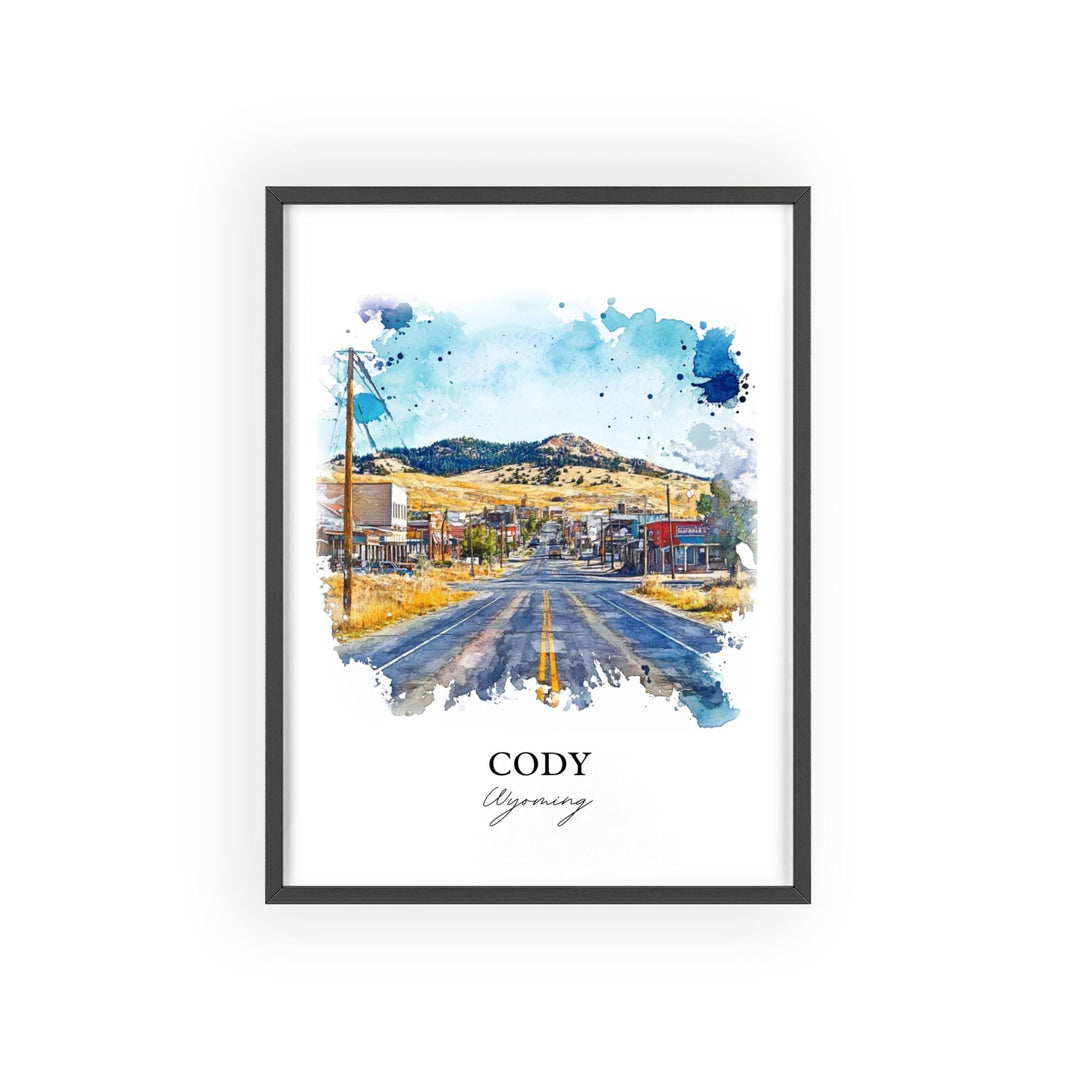 Cody Wyoming Wall Art, Cody WY Print, Wyoming Watercolor Art, Cody Wyoming Gift, Travel Print, Travel Poster, Housewarming Gift