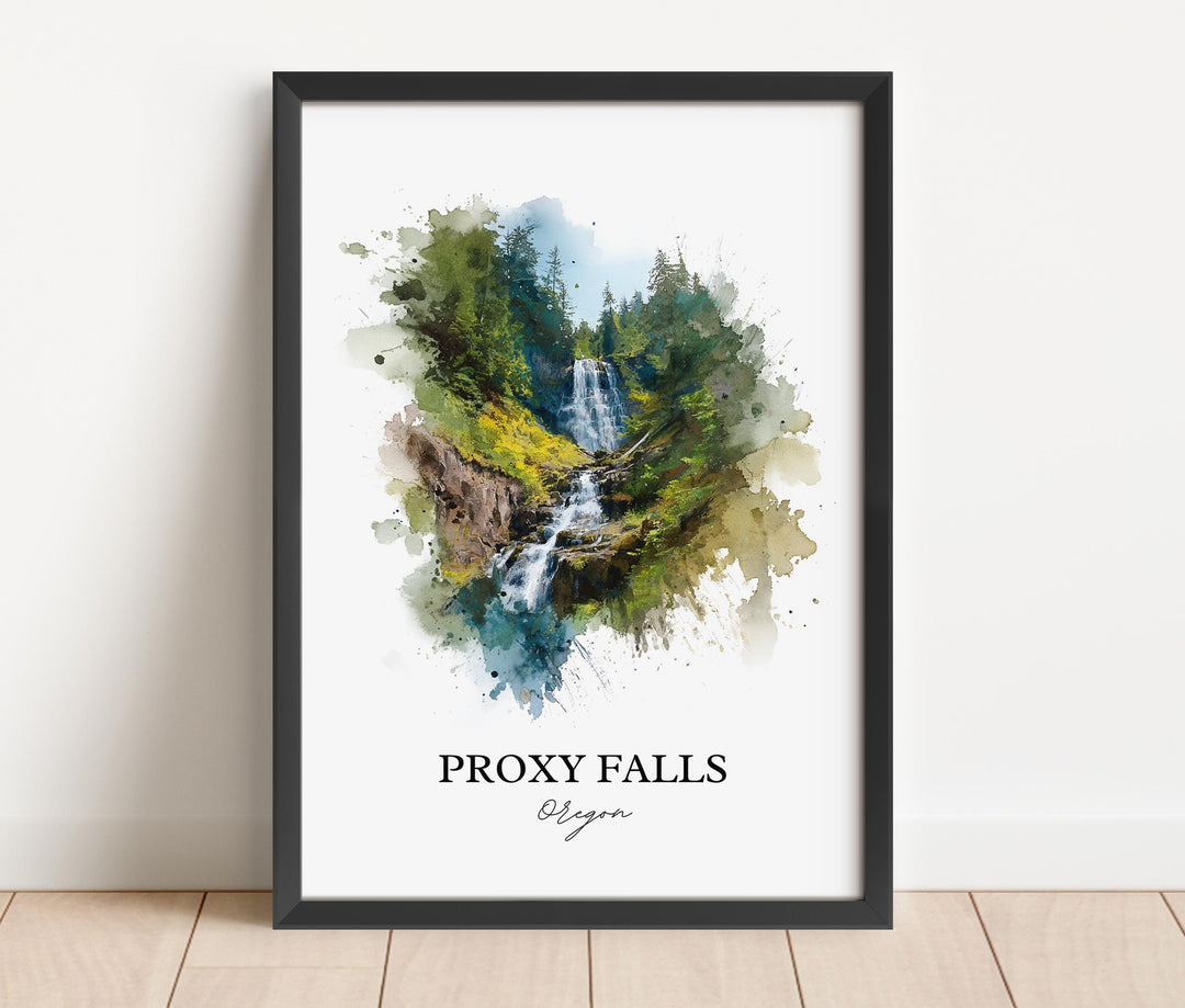 Proxy Falls, Oregon, USA – Watercolor Art Print