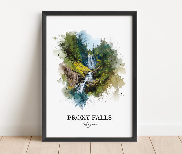 Proxy Falls, Oregon, USA – Watercolor Art Print