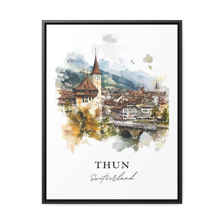 Thun Switzerland Wall Art, Thun Print, Thun Switzerland Watercolor, Bernese Oberland Gift,