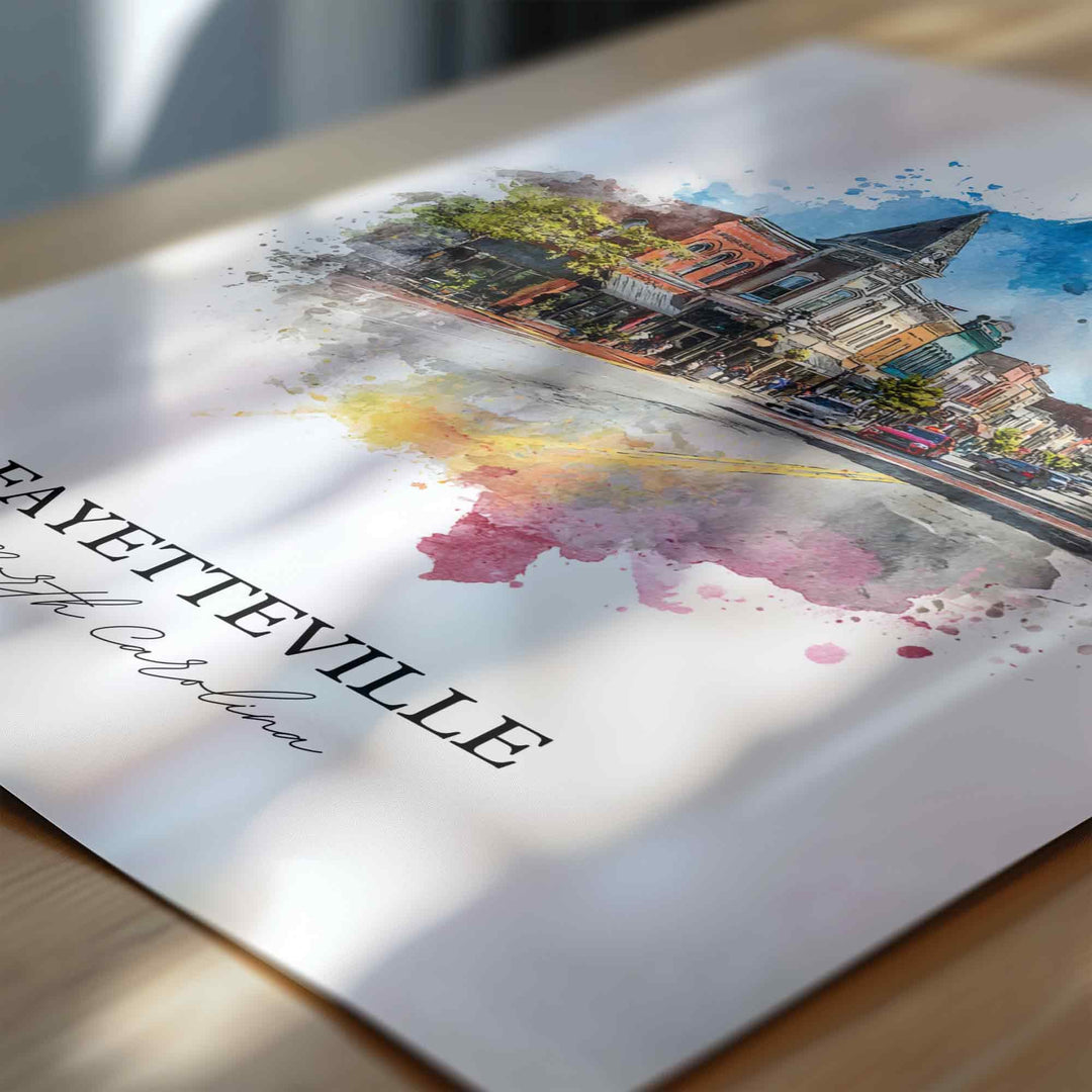 Fayetteville, North Carolina – Watercolor Art Print