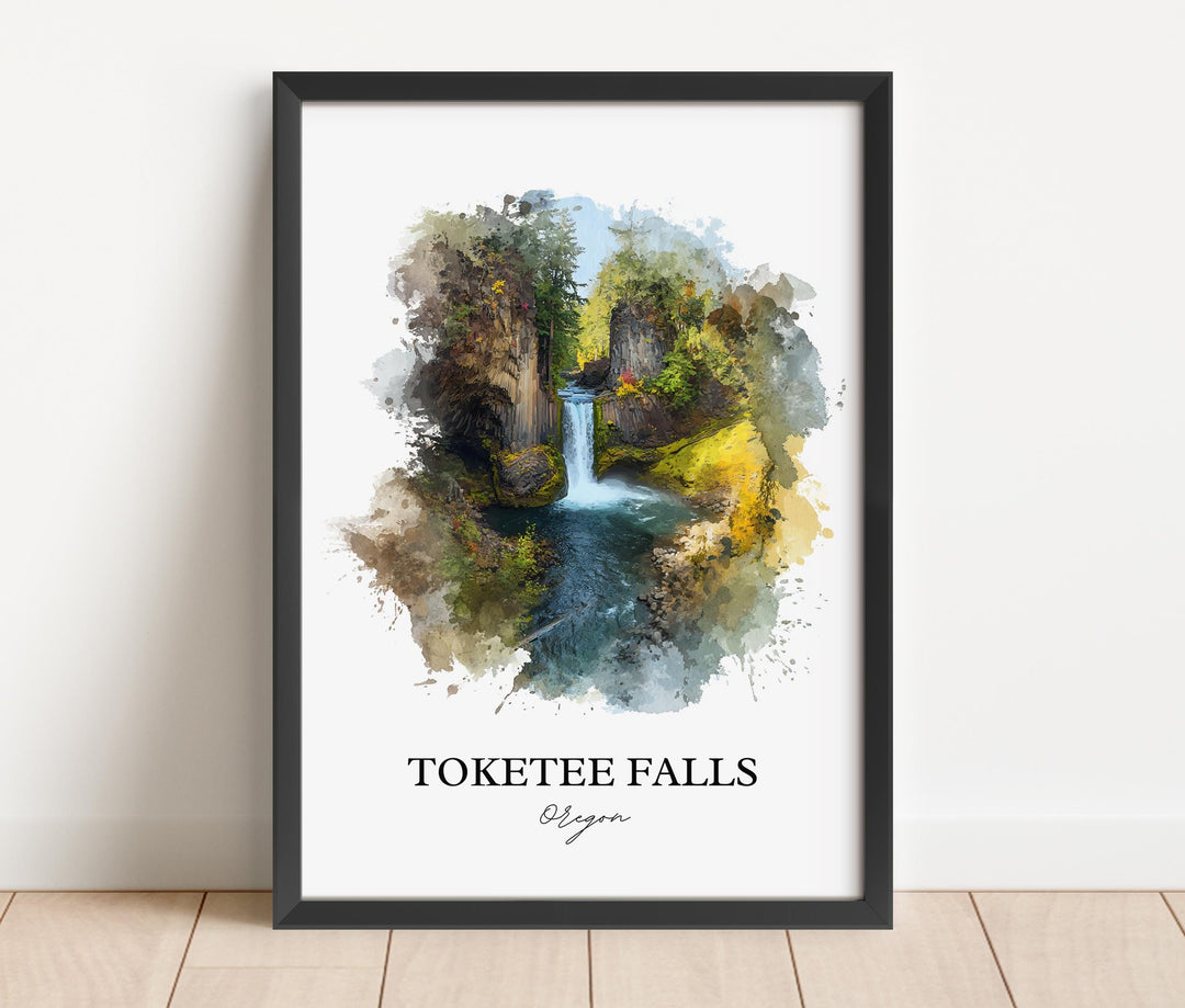 Toketee Falls Wall Art, Idleyld Park Print, Oregon Watercolor Art, Toketee Falls Gift, Travel Print, Travel Poster, Housewarming Gift