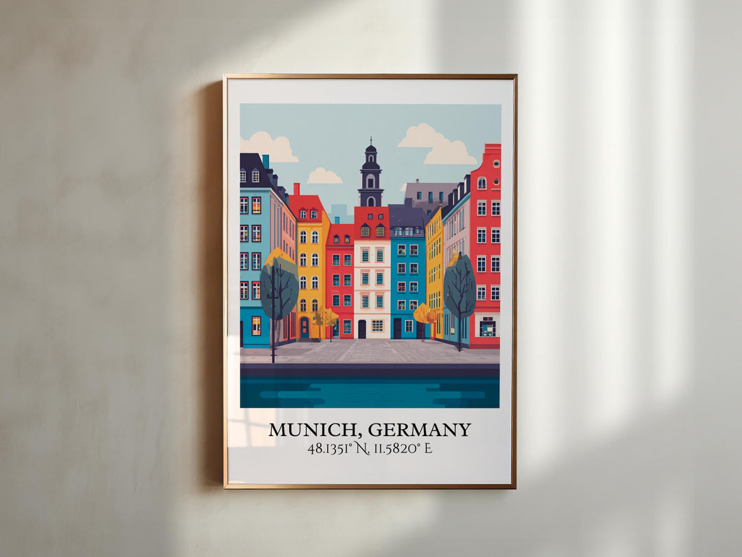 Munich Art, Munich Retro Travel Art, Munich Home Decor, Munich Gift, Munich Germany Travel Art, Travel Prints, Housewarming Gift
