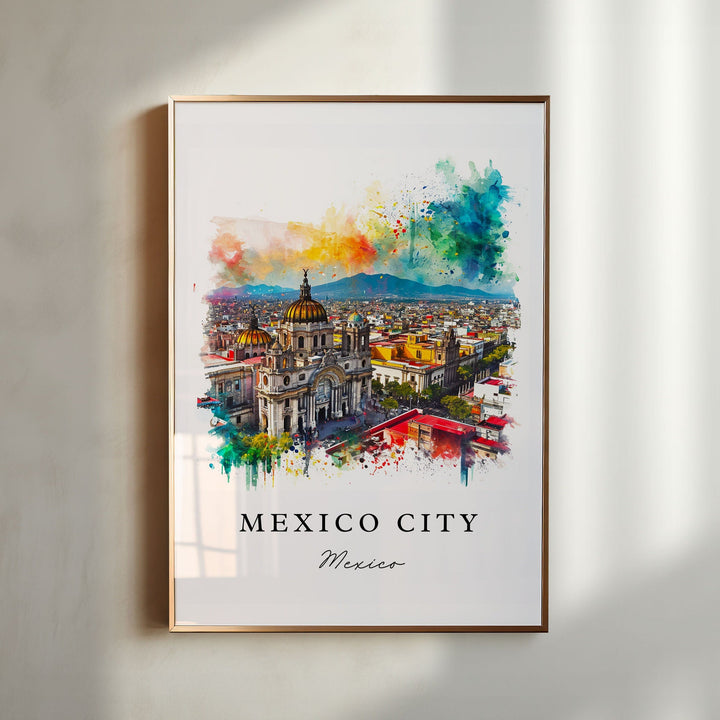 Mexico City watercolor travel art - Mexico, Mexico City print, Wedding gift, Birthday present, Custom Text, Perfect Gift