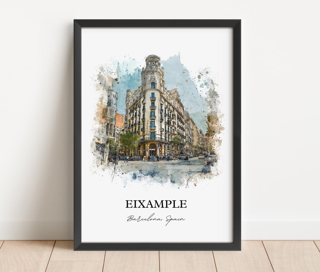 Eixample Barcelona Wall Art, Eixample Print, Plaça de Catalunya Watercolor Art, Barcelona Gift, Spain Print, Spain Poster, Housewarming Gift