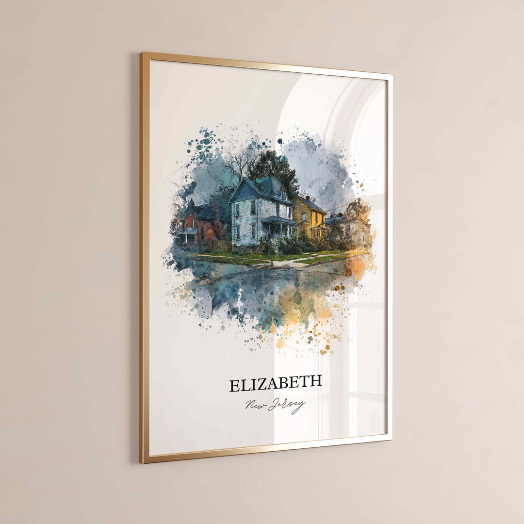 Elizabeth, New Jersey, NJ – Watercolor Art Print