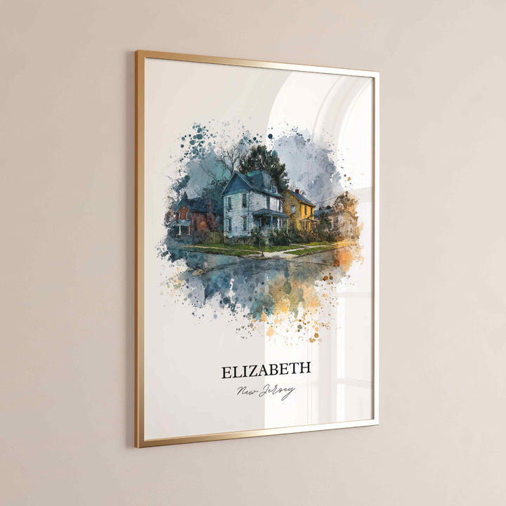 Elizabeth, New Jersey, NJ – Watercolor Art Print