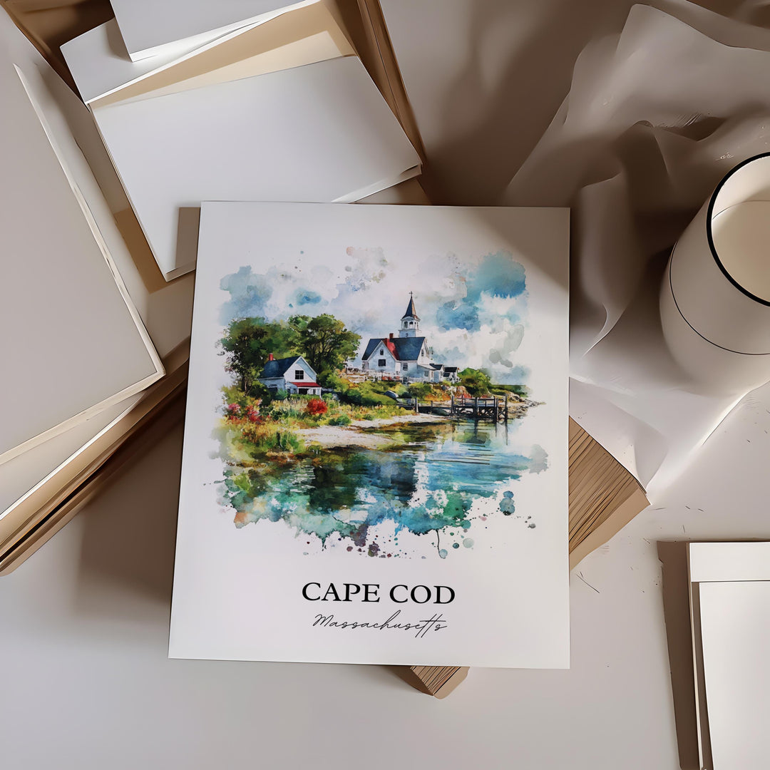Cape Cod Wall Art, Cape Cod MA Print, Cape Cod Watercolor Art, Cape Cod Gift, Travel Print, Travel Poster, Housewarming Gift
