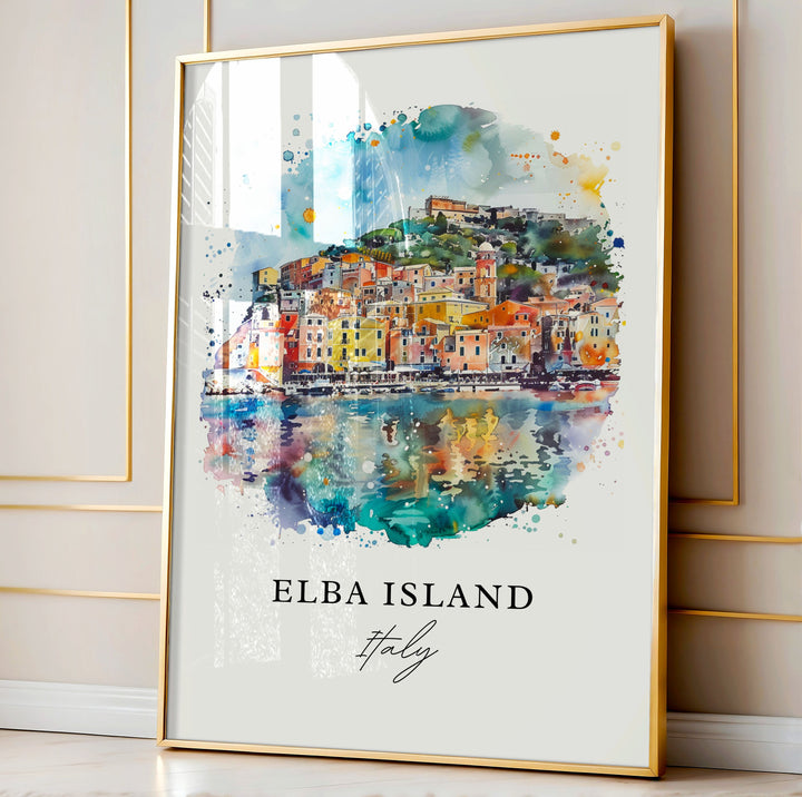 Elba Island Wall Art, Elba Island Print, Tyrrhenian Sea Watercolor, Elba Island Italy Gift,