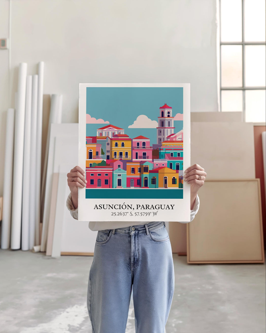 Asunción Art, Asunción Retro Travel Art, Asunción Paraguay Home Decor, Paraguay Gift, Paraguay Travel Art, Travel Prints, Housewarming Gift