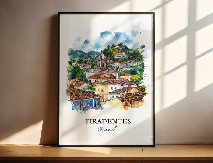 Tiradentes Wall Art, Brazil Print, Brazil Watercolor Art, Tiradentes Village Gift, Travel Print, Travel Poster, Housewarming Gift