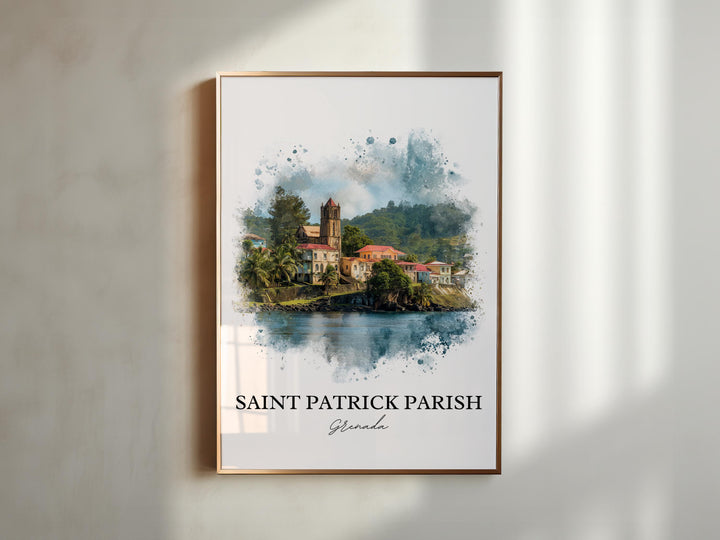 Saint Patrick Parish Wall Art, Grenada Print, Grenada Watercolor Art, Grenada Gift, Grenada Travel Print, Travel Poster, Housewarming Gift