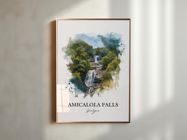 Amicalola Falls Wall Art, Dawsonville Print, Georgia Watercolor Art, Amicalola Falls Gift, Travel Print, Travel Poster, Housewarming Gift